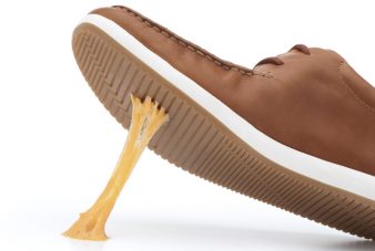 Gum stuck to shoe to highlight stickiness