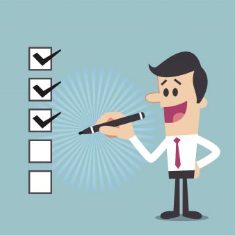 Illustration of a man making check marks
