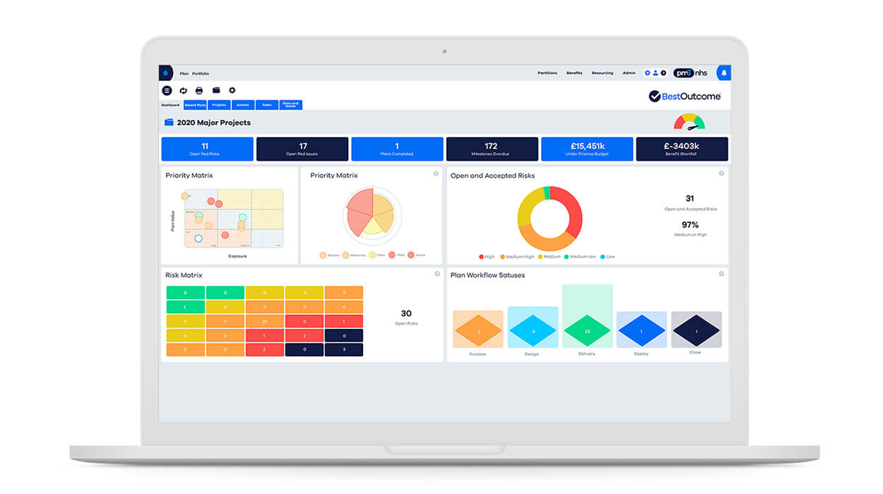 NHS PMO Tool dashboard, PM3